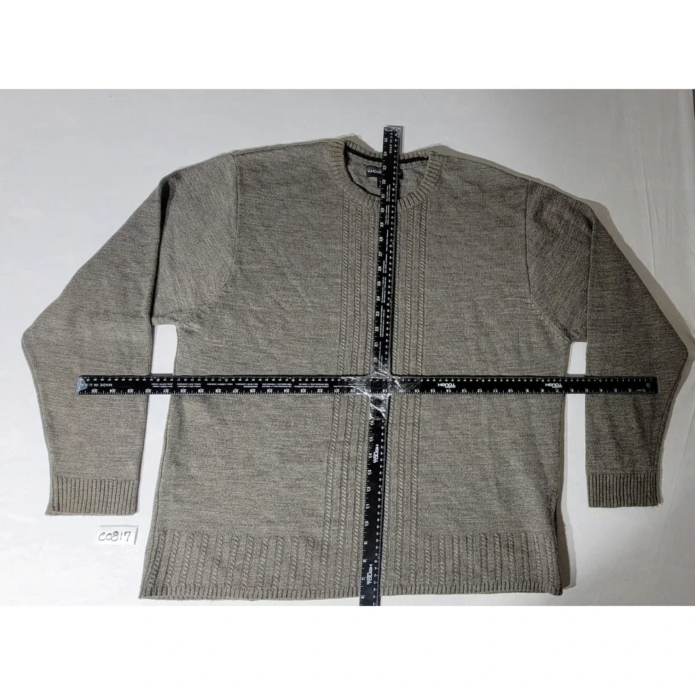 Andrew Fezza Mens XXL‎ Crewneck Sweater Heathered Tan Cable Knit Acrylic